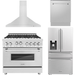 ZLINE Kitchen and Bath 4-Piece Appliance Package - 36 In. Gas Range, Range Hood, Refrigerator with Water and Ice Dispenser, and Dishwasher in Stainless Steel, 4KPRW-RGRH36-DWV