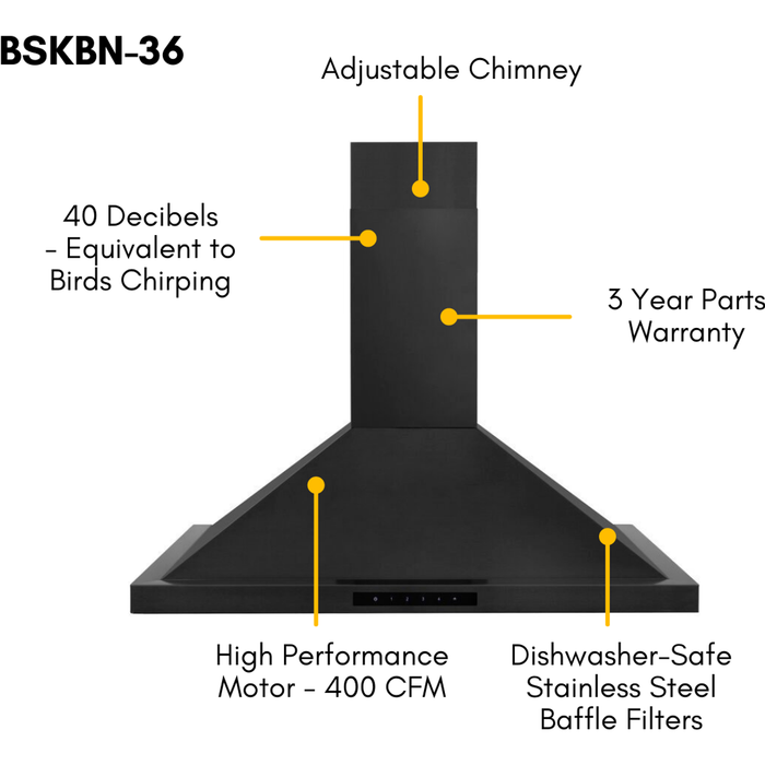 ZLINE Kitchen and Bath Appliance Package - 36 in. Dual Fuel Range, Range Hood, Microwave Drawer, Refrigerator in Black Stainless, 4KPR-RABRH36-MW