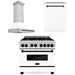 ZLINE Kitchen and Bath Autograph Package - 36 In. Dual Fuel Range, Range Hood, Dishwasher in White Matte with Matte Black Accents, 3AKP-RAWMRHDWM36-MB