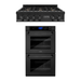 ZLINE Kitchen Appliance Package with 36" Black Stainless Steel Rangetop and 30" Double Wall Oven, 2KP-RTBAWD36